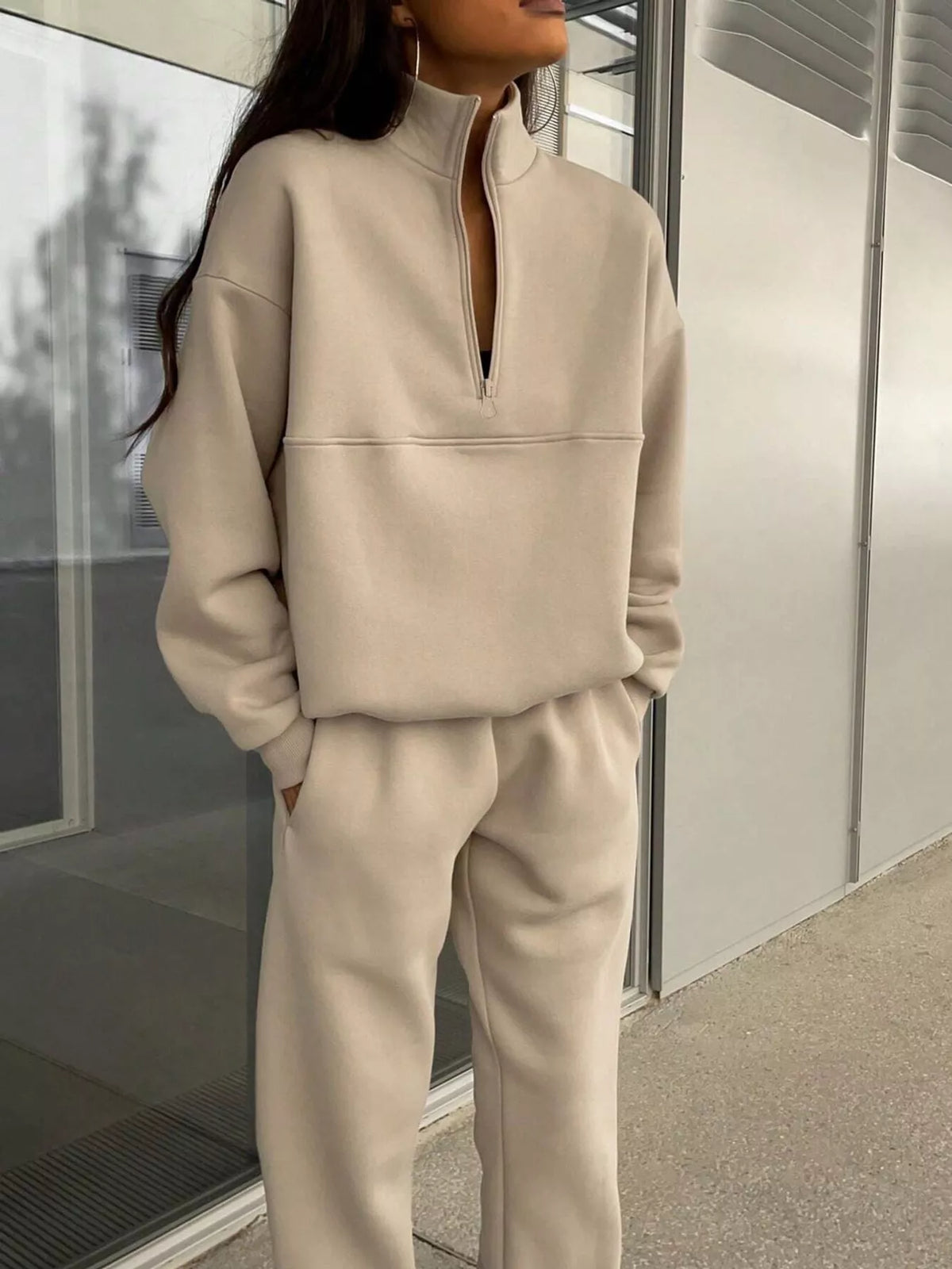Half-Zip Sweatshirt and Joggers Set