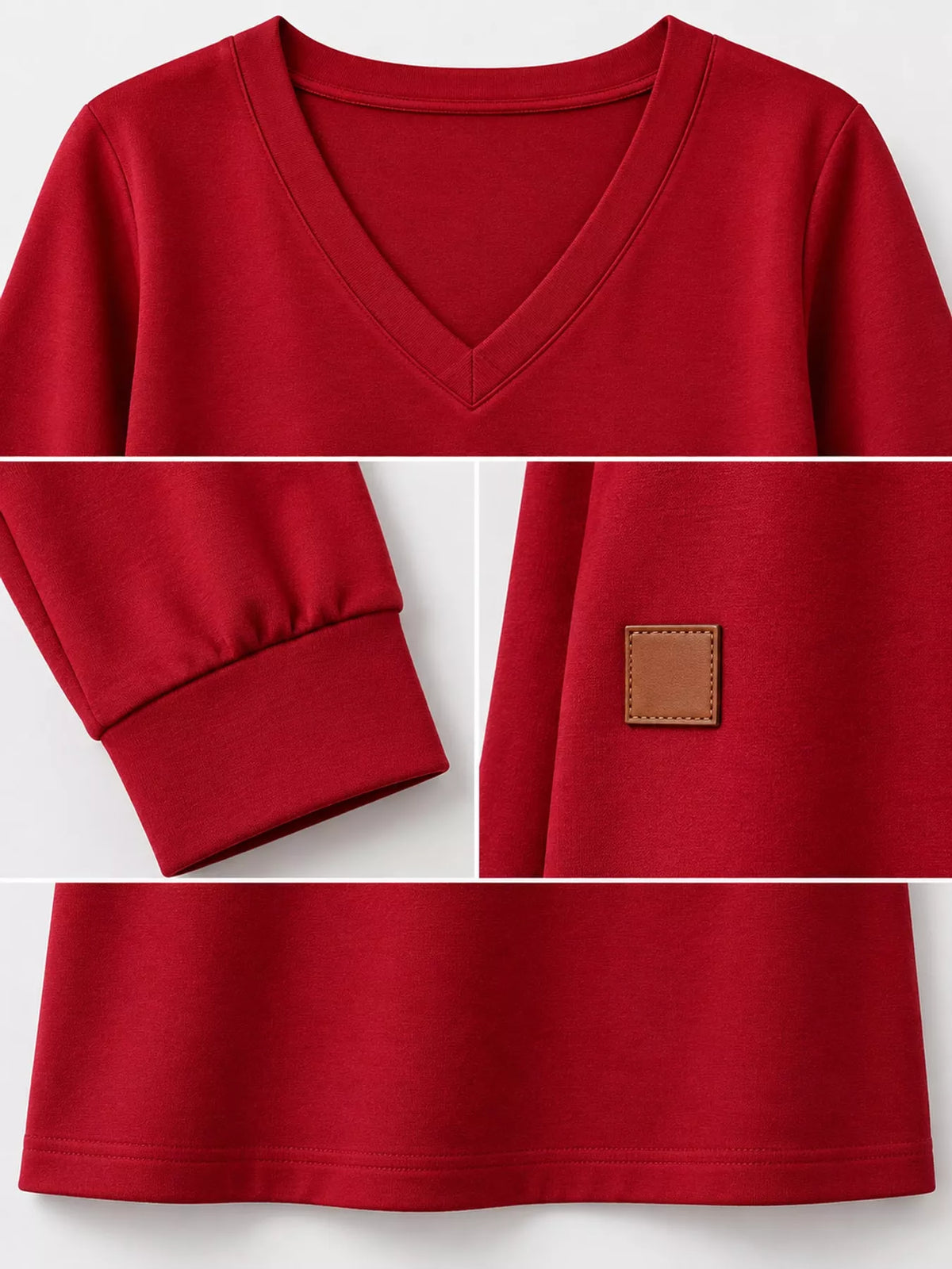 V-Neck Long Sleeve Midi Dress