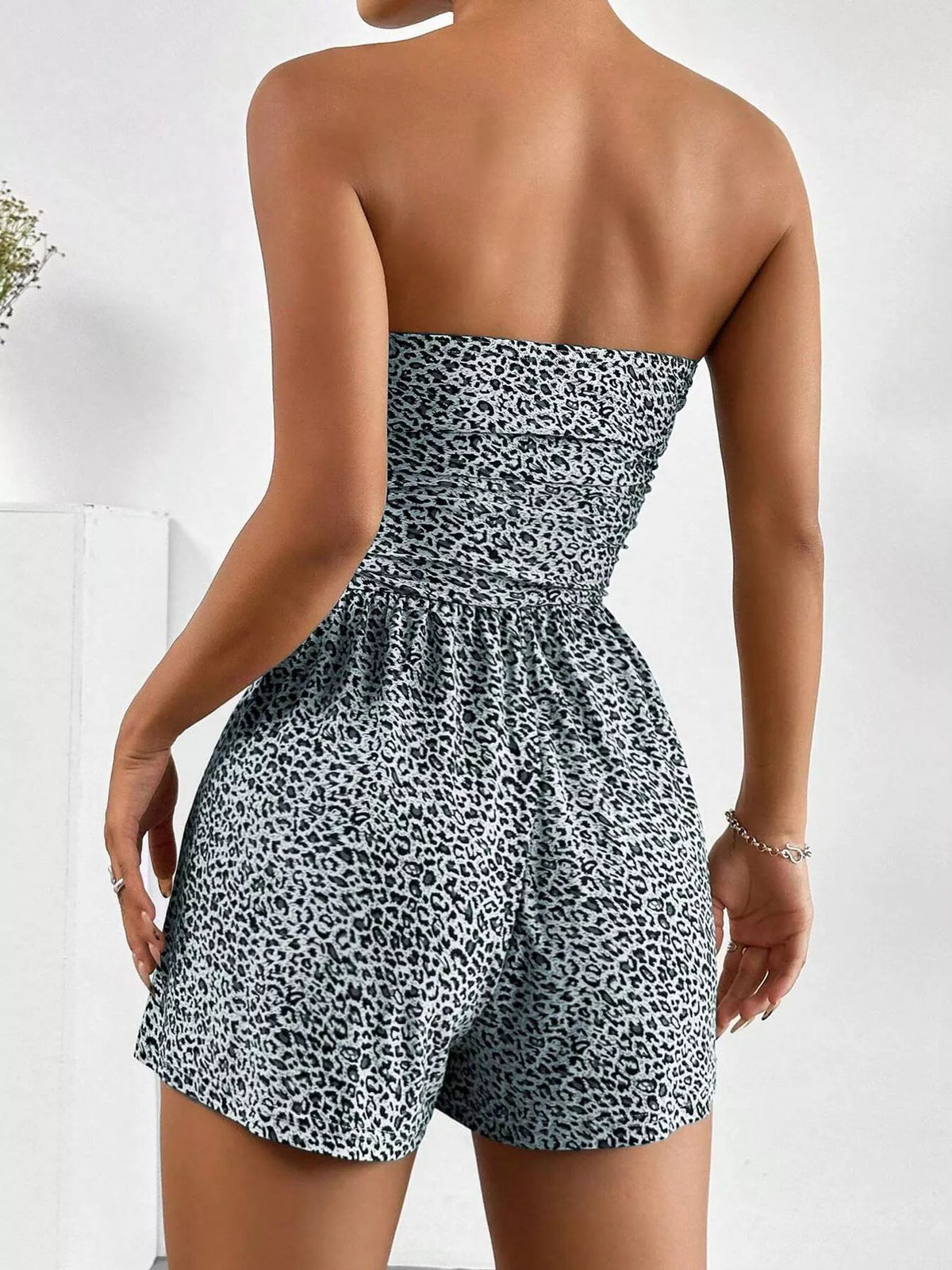 Strapless Ruched Waist Romper