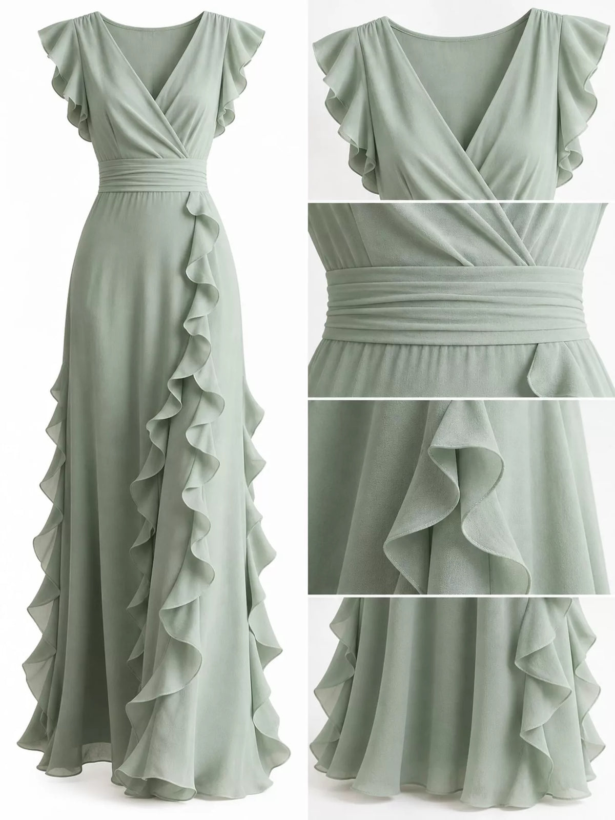 Ruffled Surplice Maxi Dress