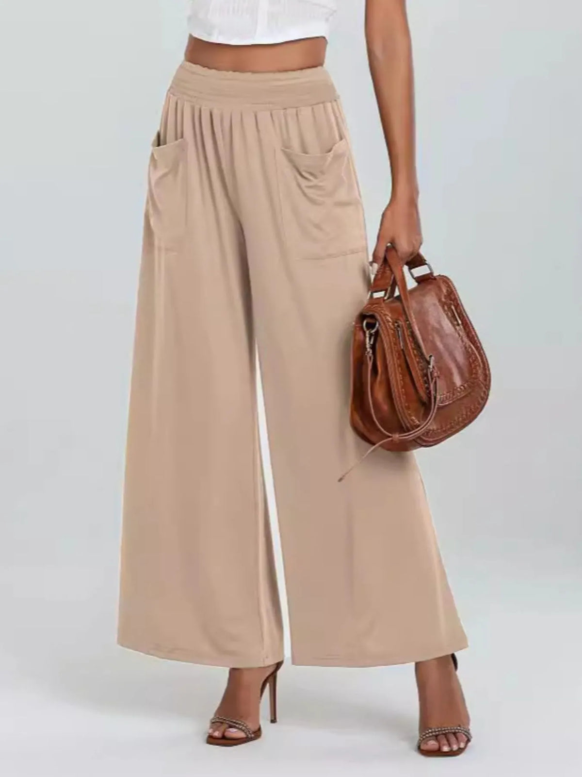 High-Waisted Wide Leg Pants with Pockets