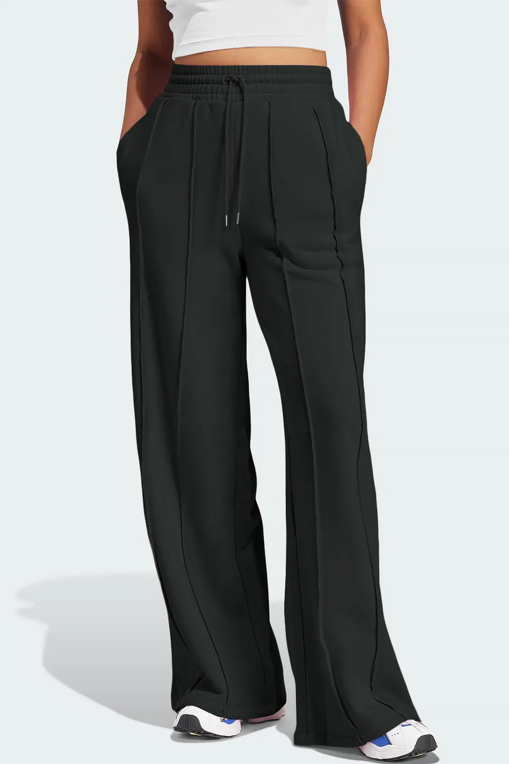 Drawstring Wide-Leg Active Pants