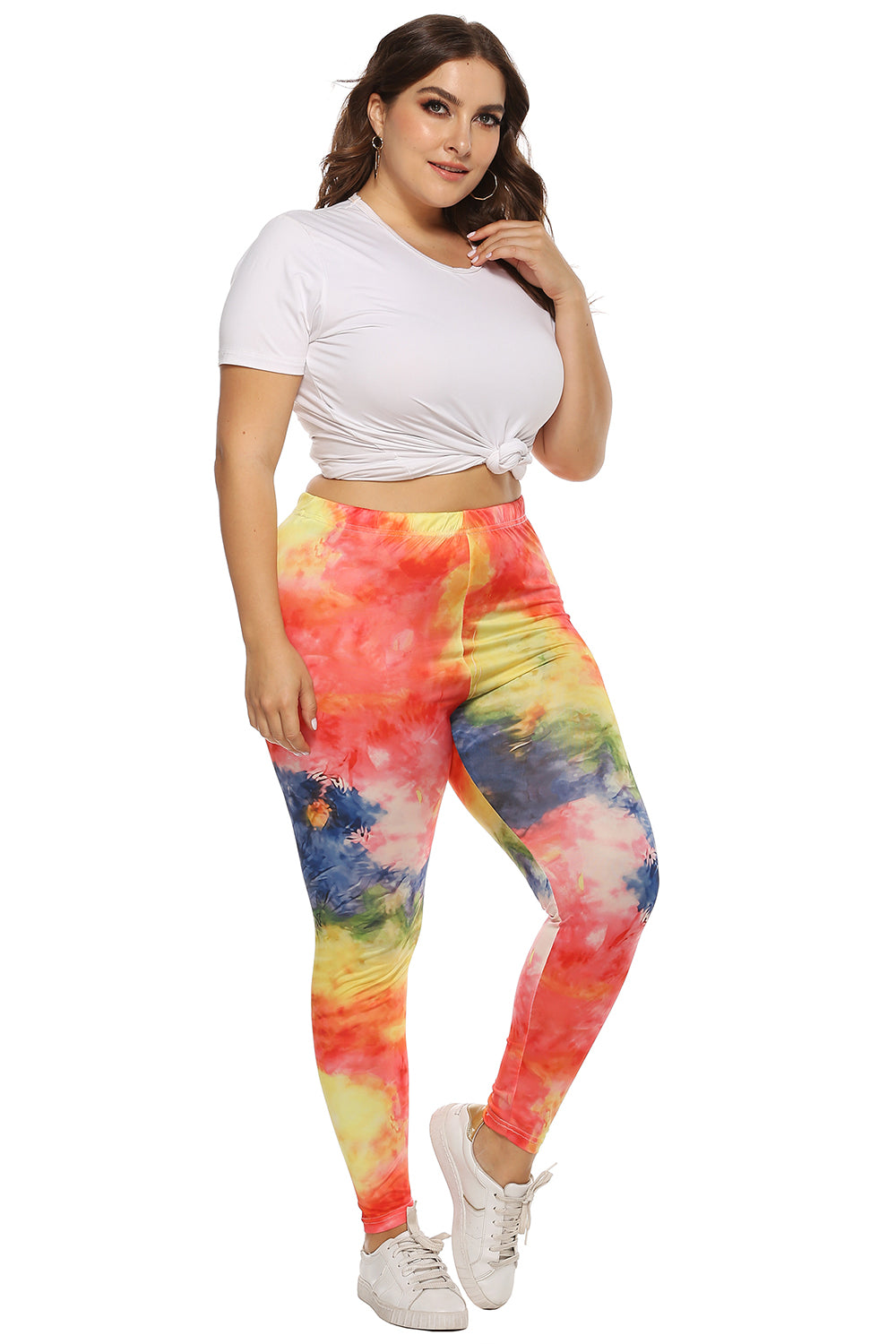 Plus-Size Tie-Dye Leggings in Multicolor