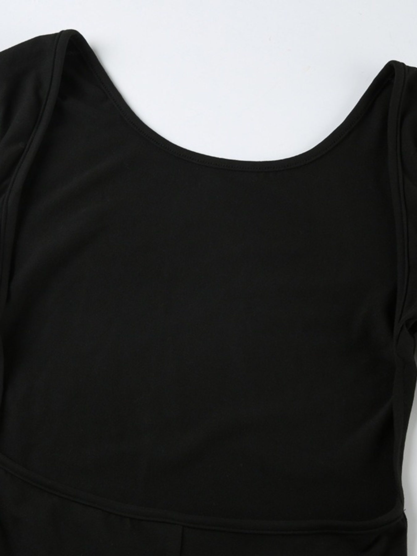 Ruched Long-Sleeve Active Romper in Black