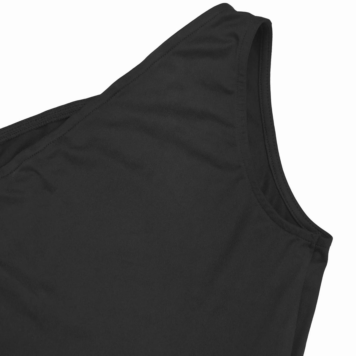 Ruched One-Shoulder Maxi Dress in Black