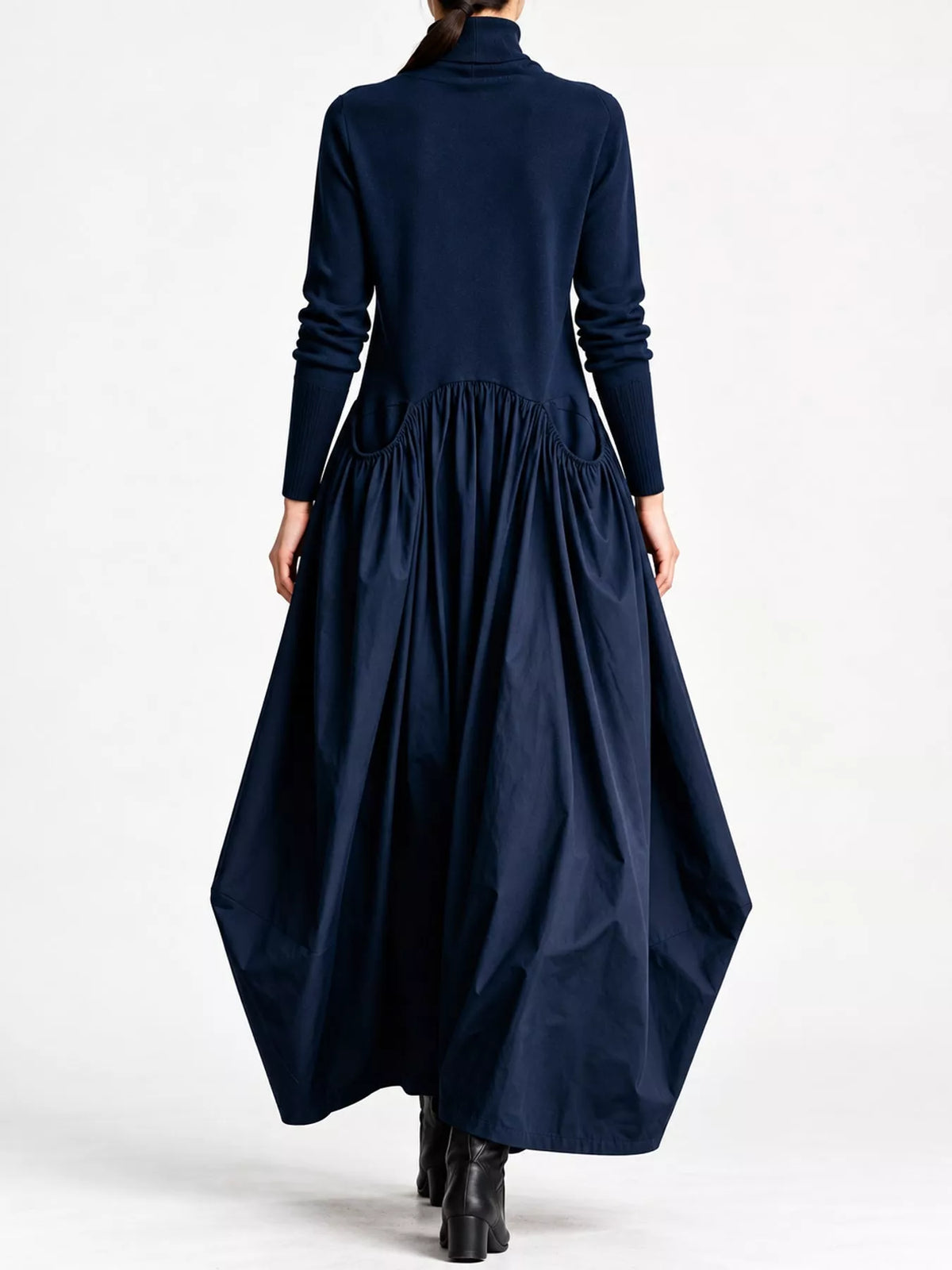 Turtleneck Long-Sleeve Maxi Dress