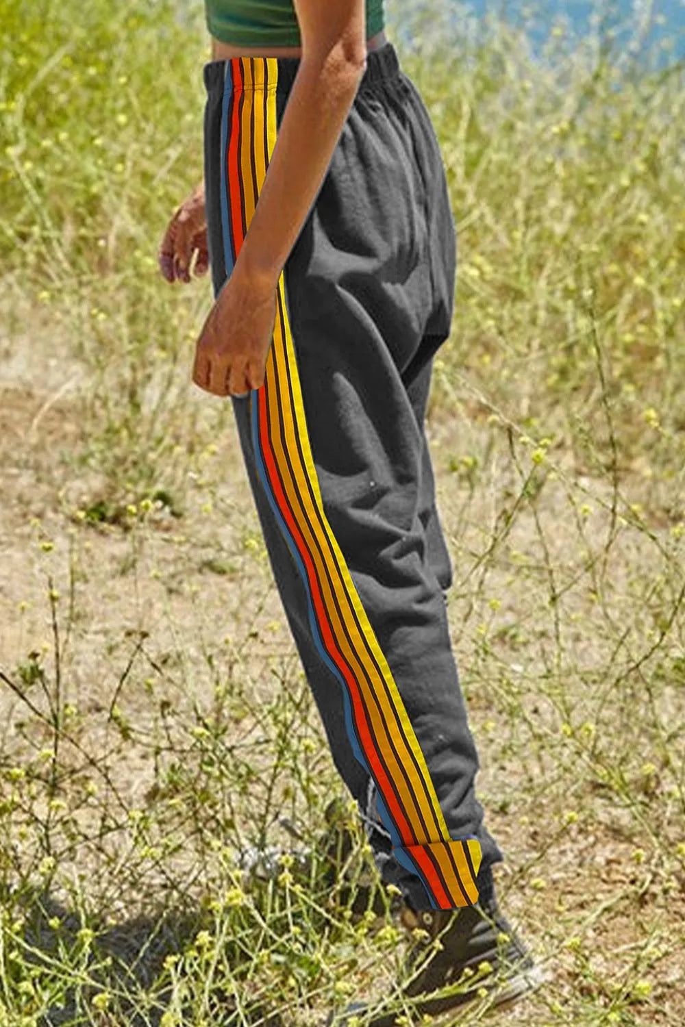 Contrast-Striped Elastic-Waist Active Pants
