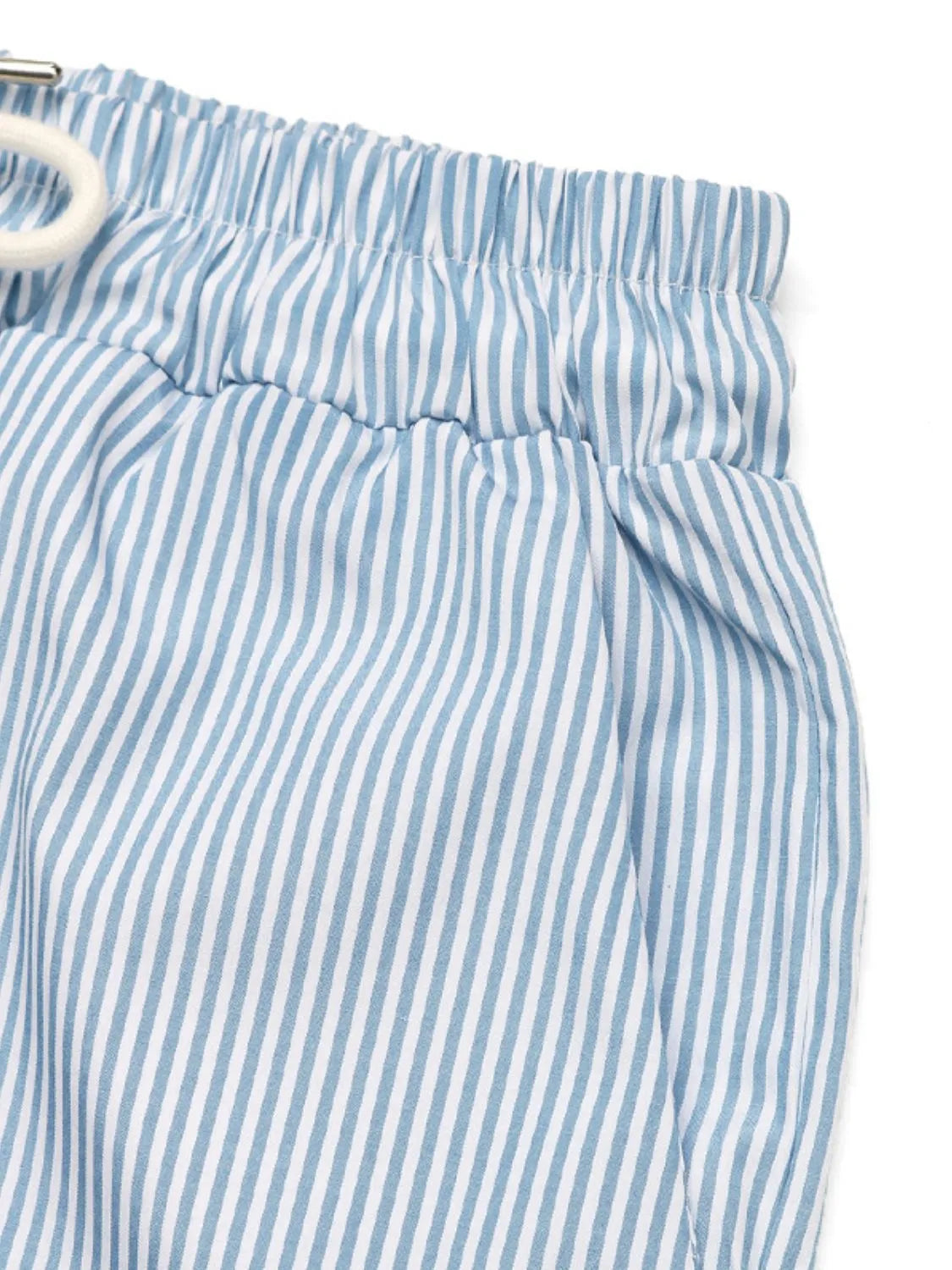 Striped Wide Leg Cargo Pants in Light Blue