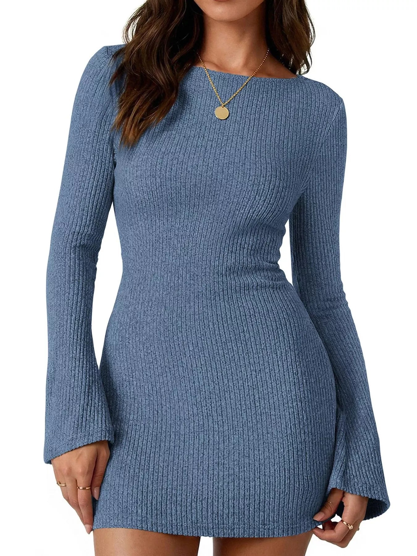 Ribbed Knit Slim Fit Sweater Dress
