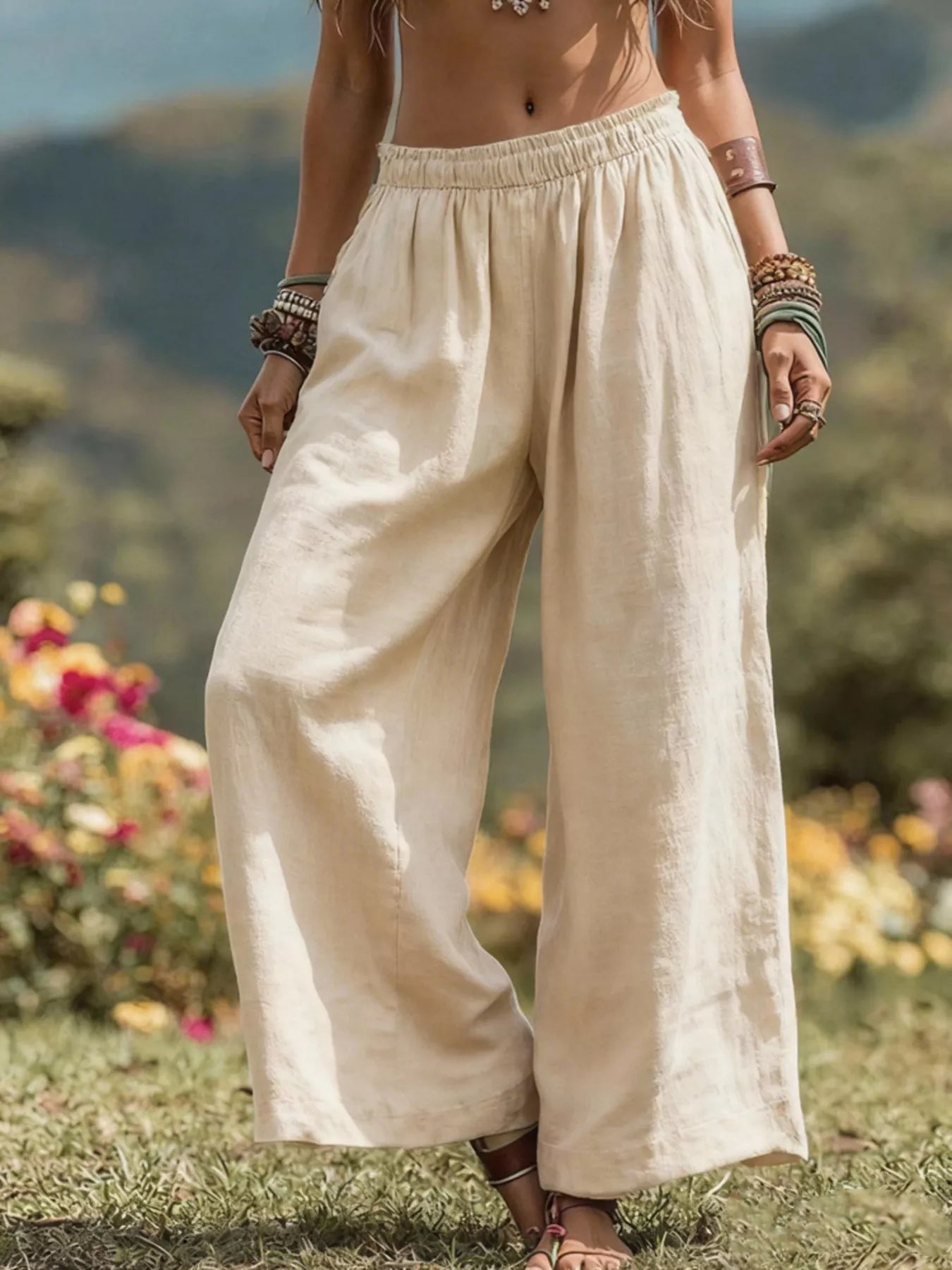 Bohemian Plus Size Wide Leg Pants