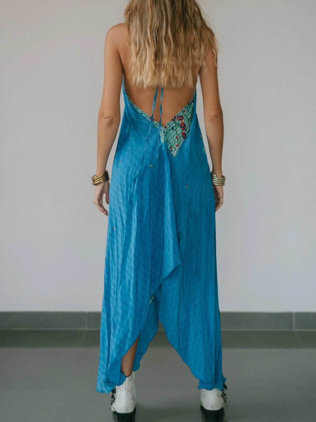 Printed Halter Neck Maxi Dress by Mystique Q