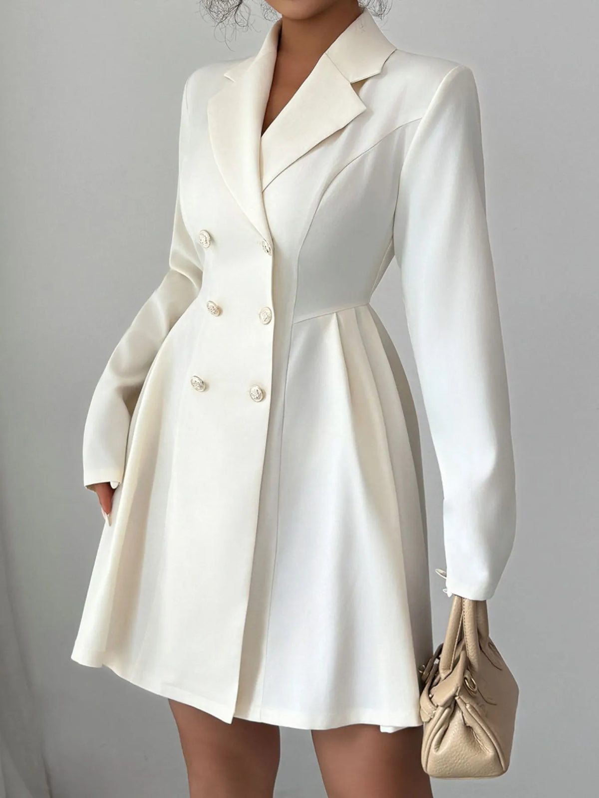 Double-Breasted Blazer Dress in Apricot