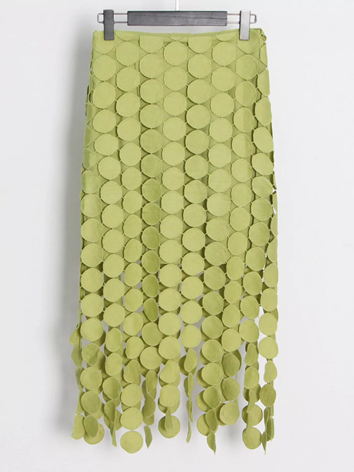 Fringe Midi Skirt with Asymmetrical Cutout