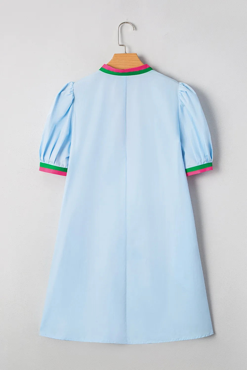 Puff-Sleeve Swing Dress in Light Blue