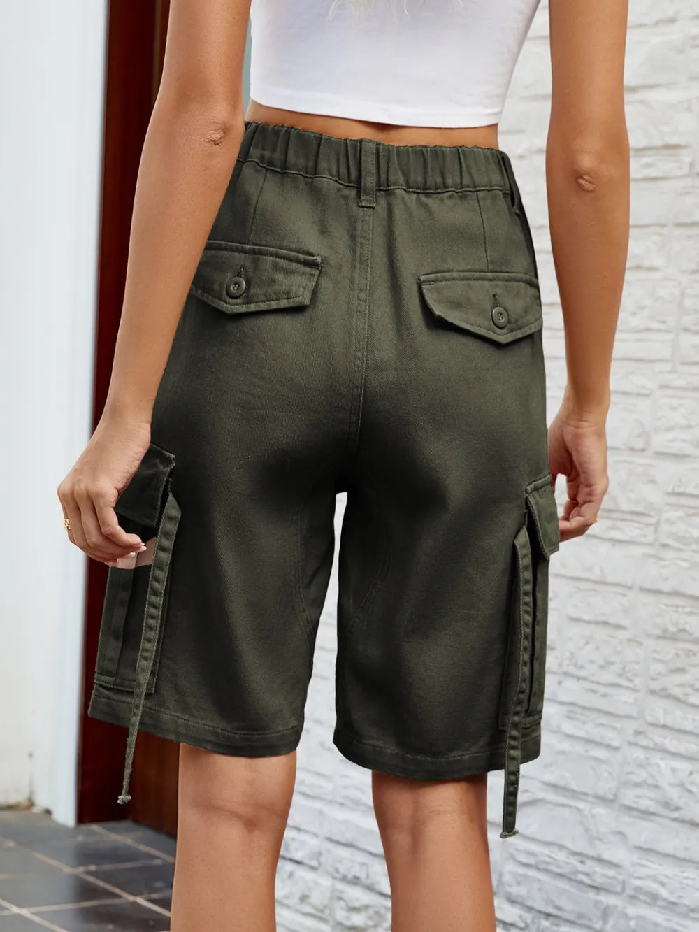 High-Waisted Pocket Denim Shorts by Manny