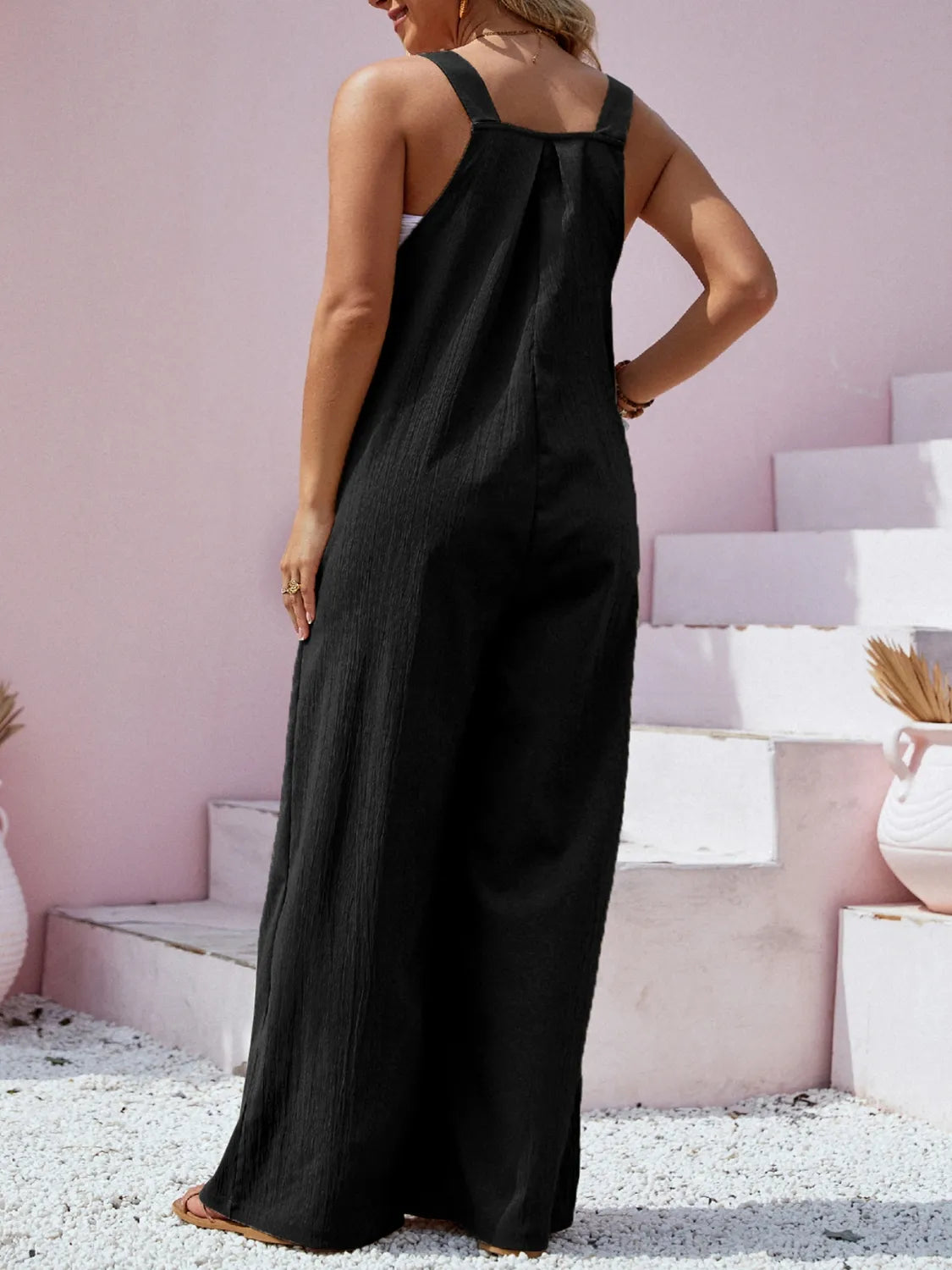 Square Neck Wide Leg Overalls in Plus Size