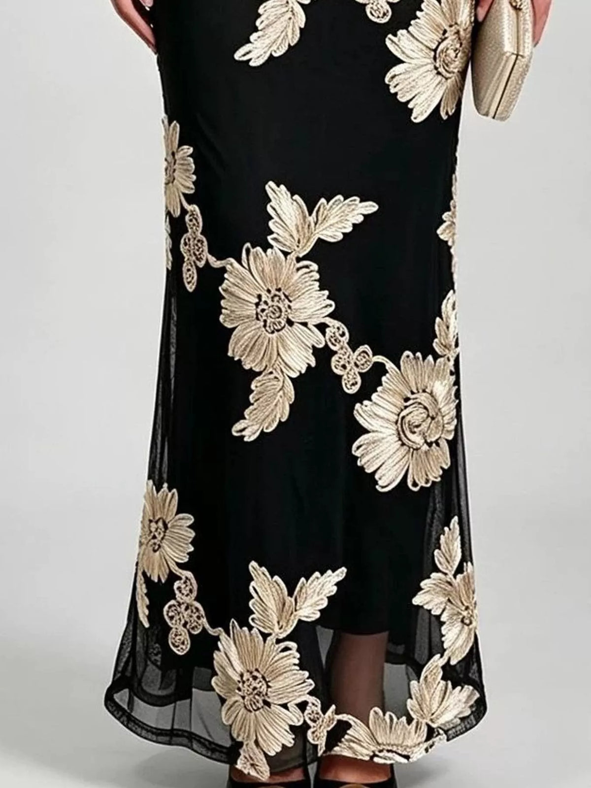 One-Shoulder Embroidered Maxi Dress