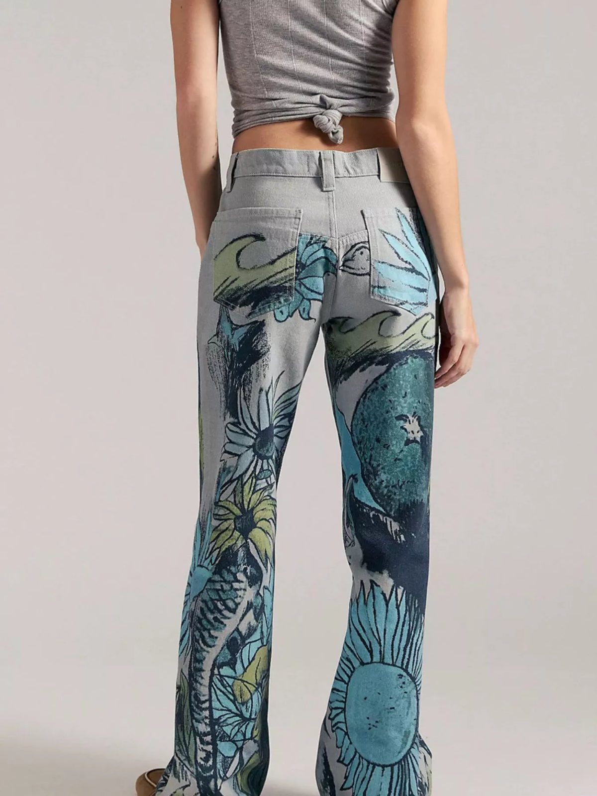 Printed Wide Leg Jeans