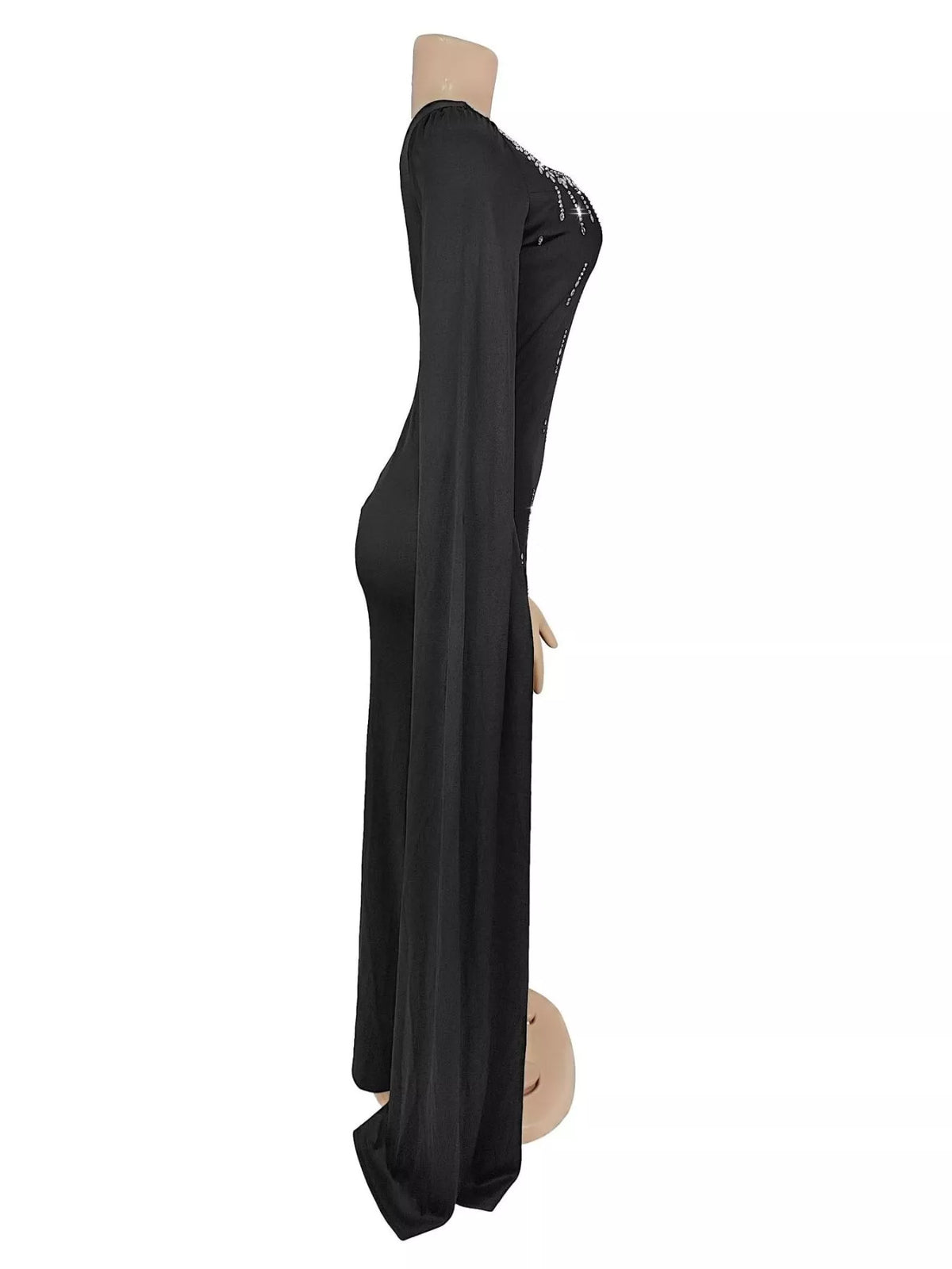 Rhinestone Square Neck Maxi Dress