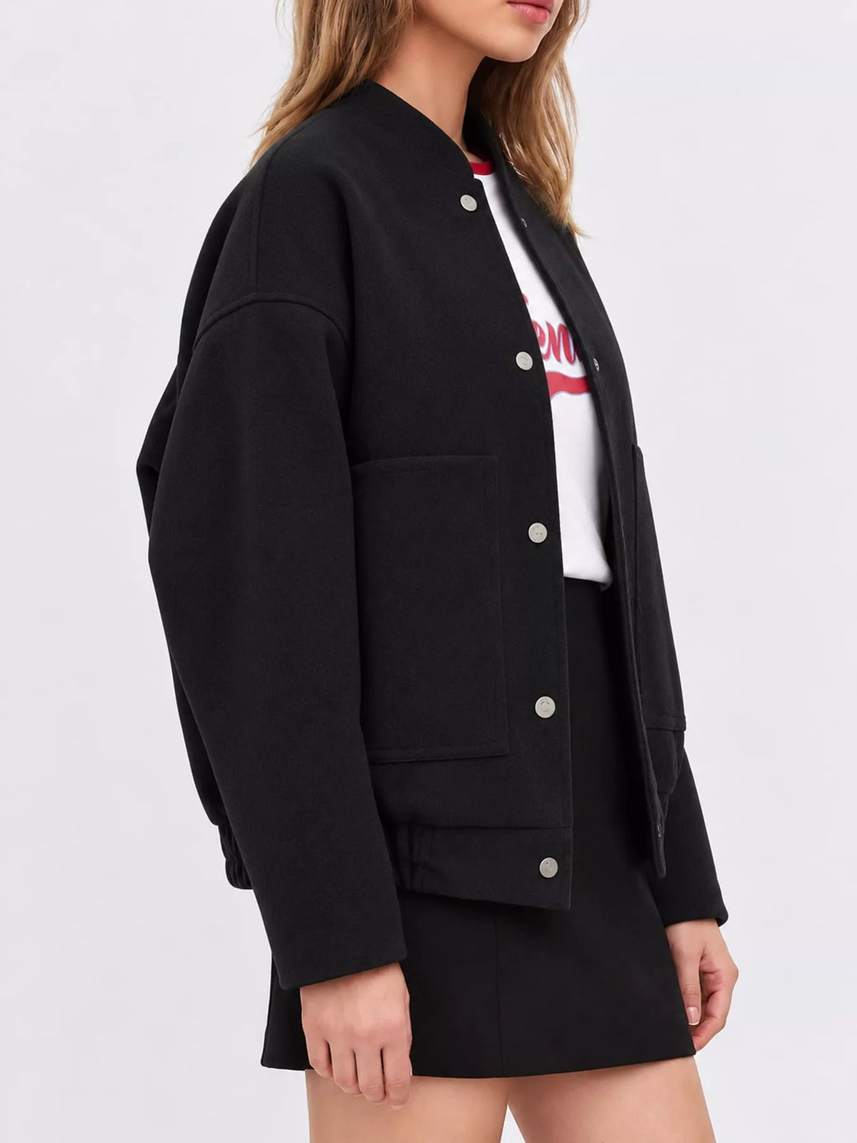 Snap-Button Bomber Jacket by Prisca