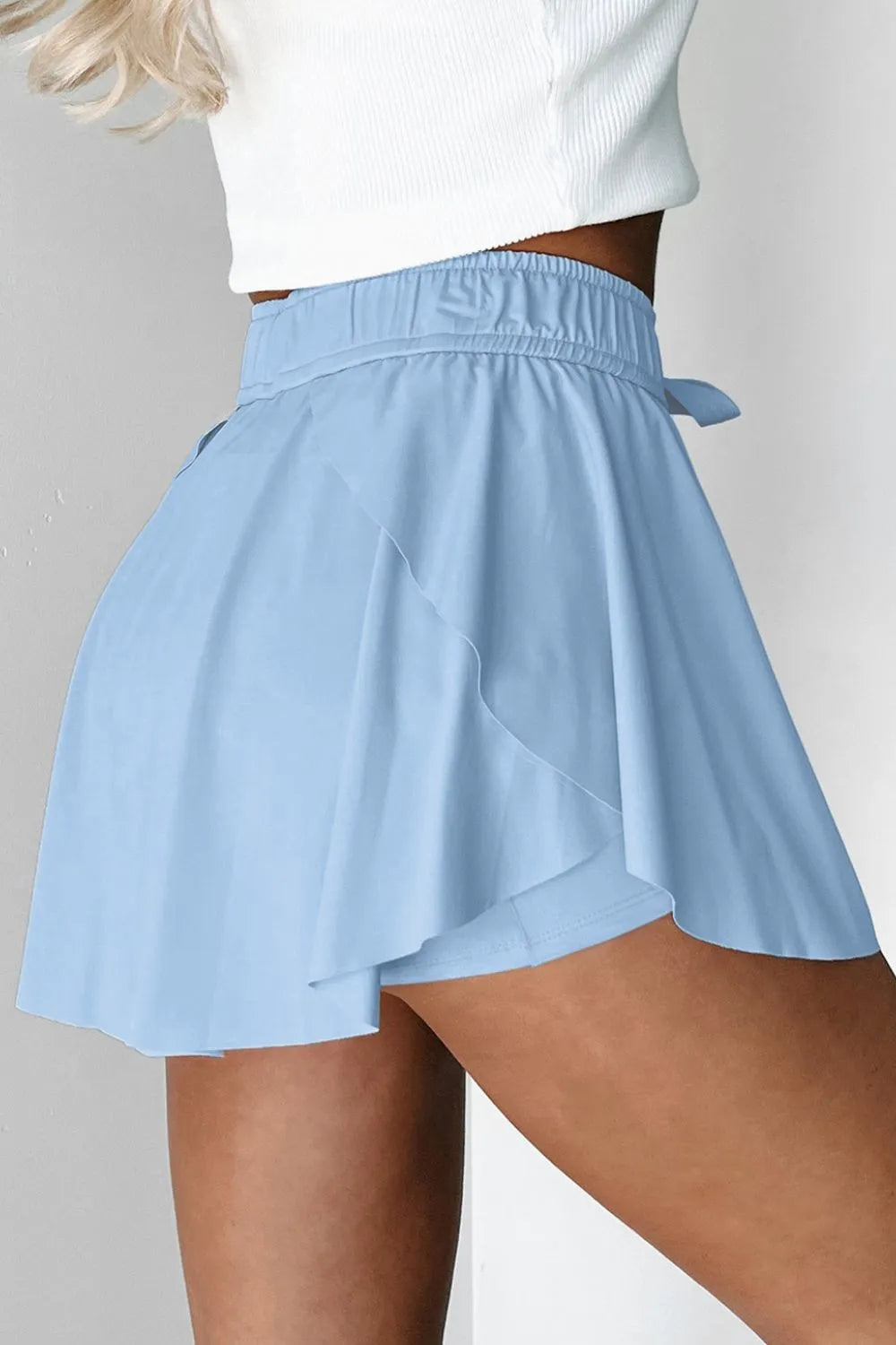 Drawstring High-Waist Active Skorts