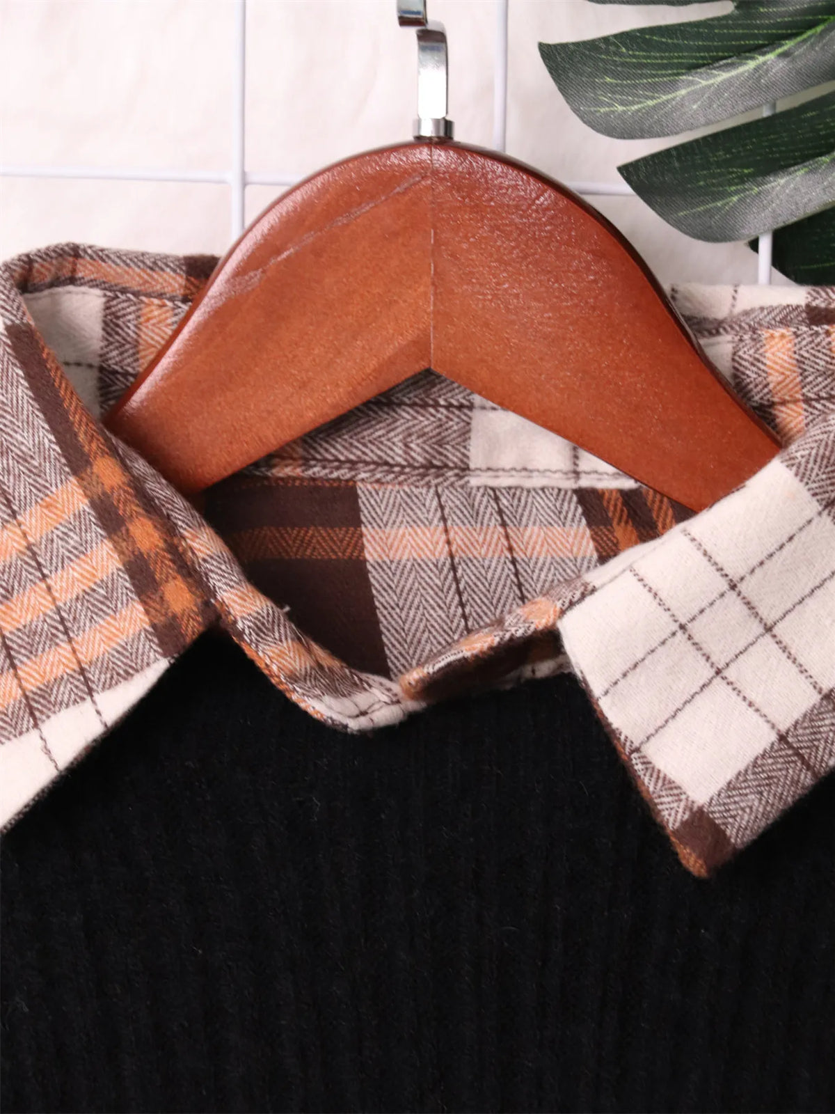 Plaid Long Sleeve Belted Sweater Dress