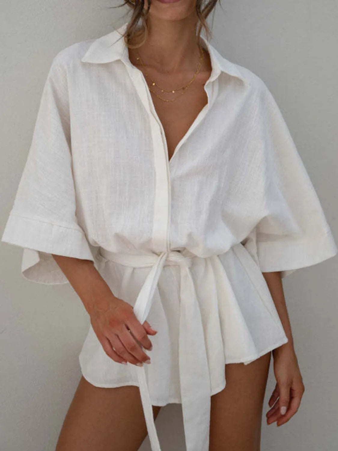 Collared Half Sleeve Romper