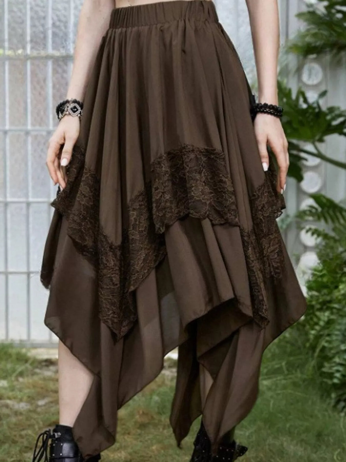 Asymmetrical Tiered Lace Skirt, Plus Size
