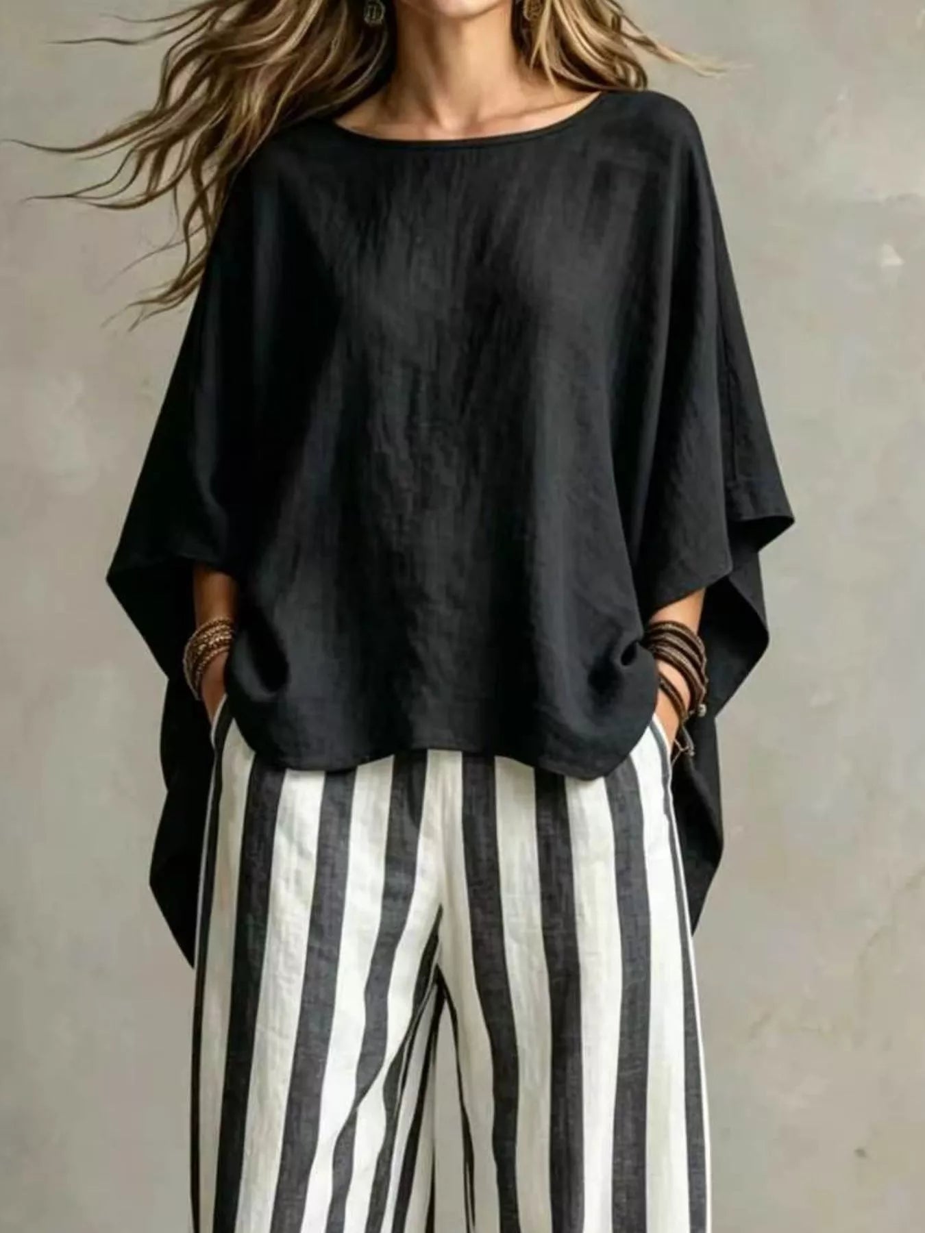 Solid Pocketed Top and Pants Set