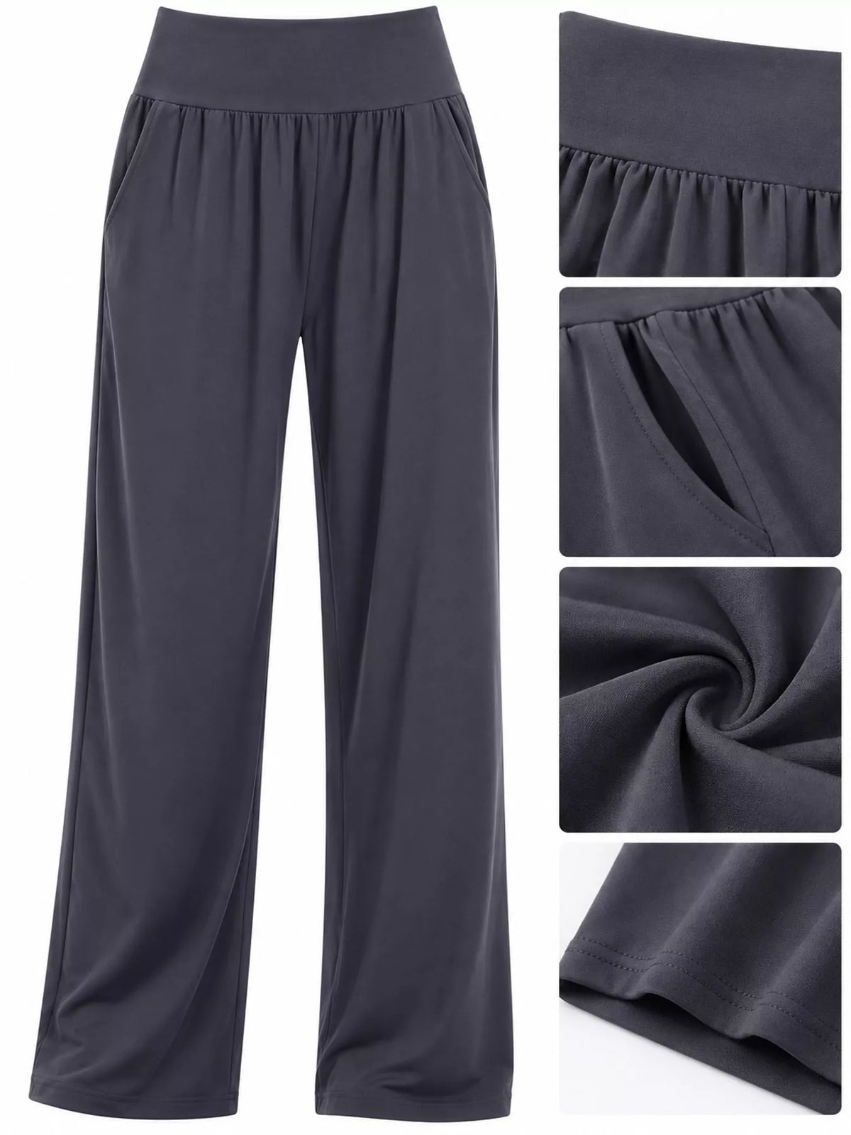 High-Rise Wide-Leg Pants with Pockets