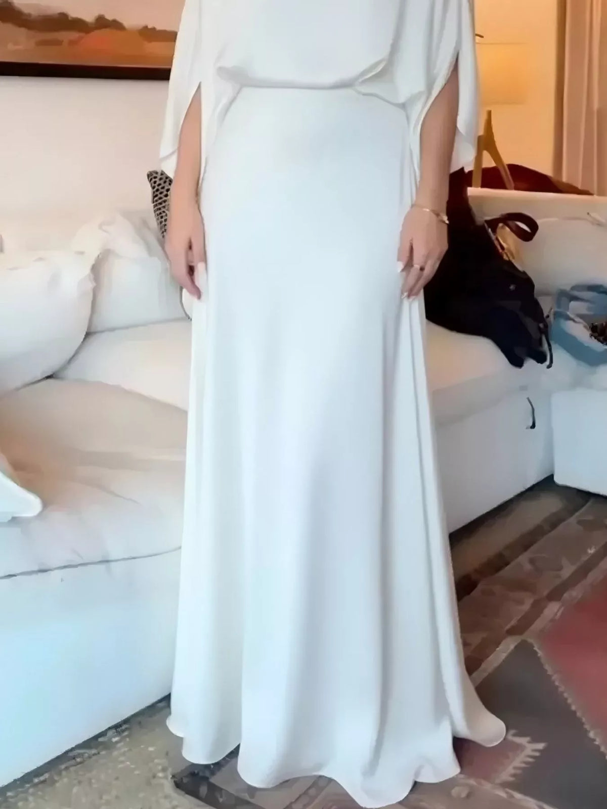 Batwing Sleeve Ruched Maxi Dress