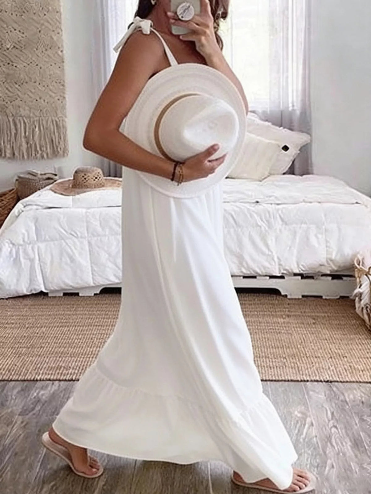 Sleeveless Tie Strap Maxi Dress