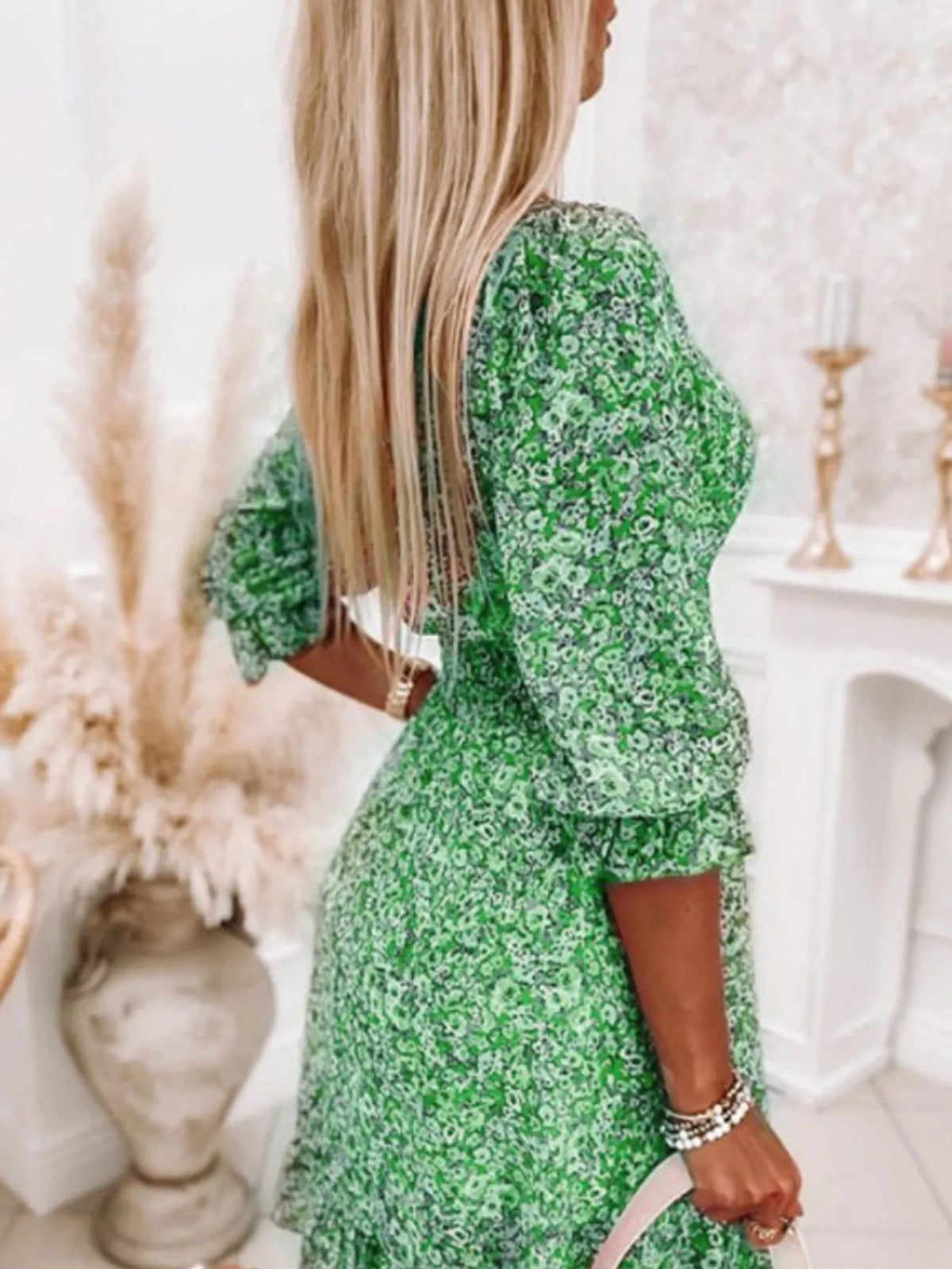 Tiered Ruffled Hem Floral Dress