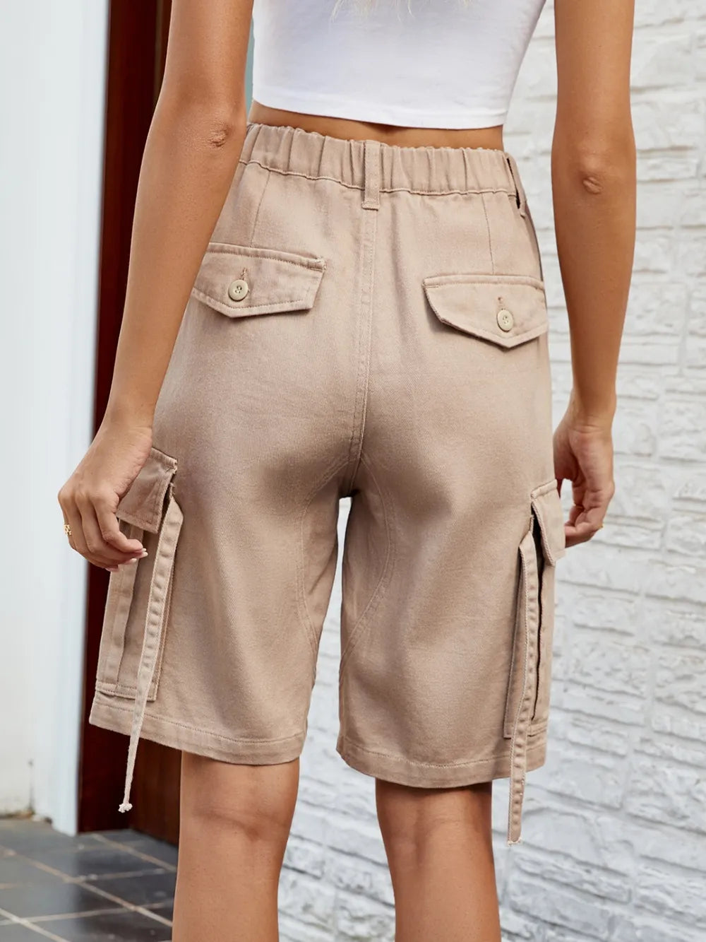 High-Waisted Pocket Denim Shorts by Manny