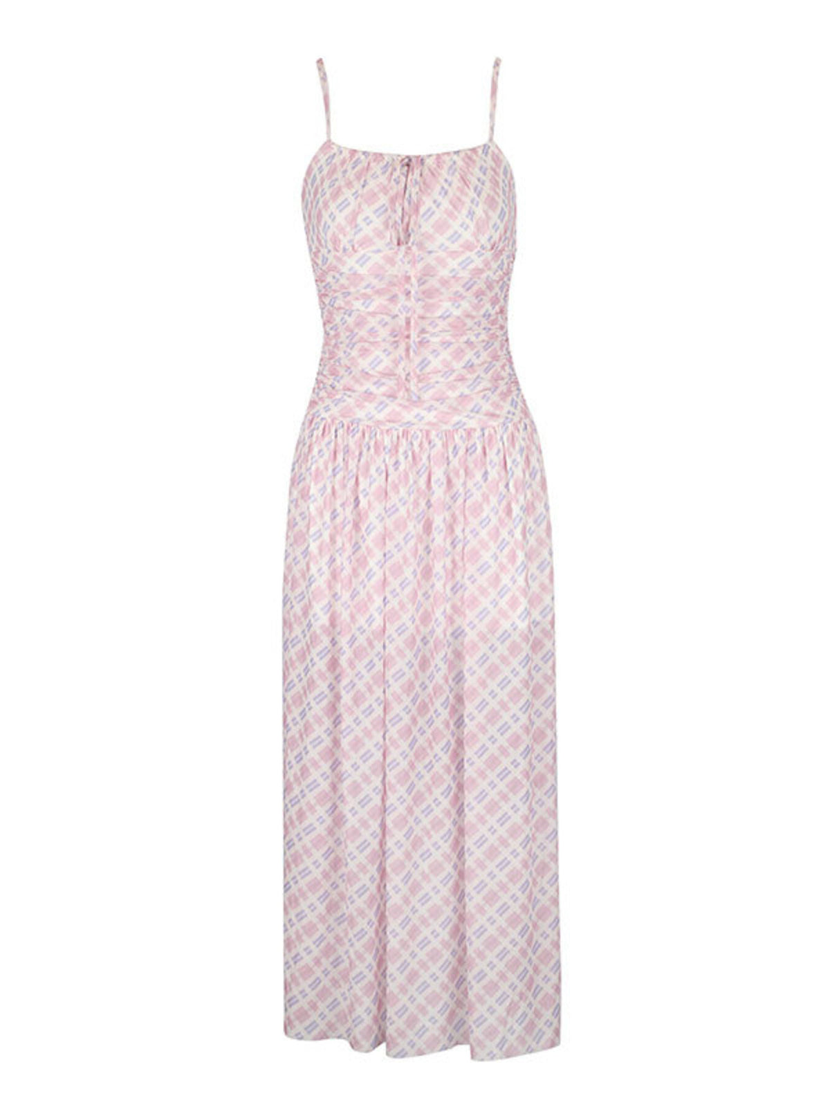 Plaid Spaghetti Strap Maxi Dress in Pink