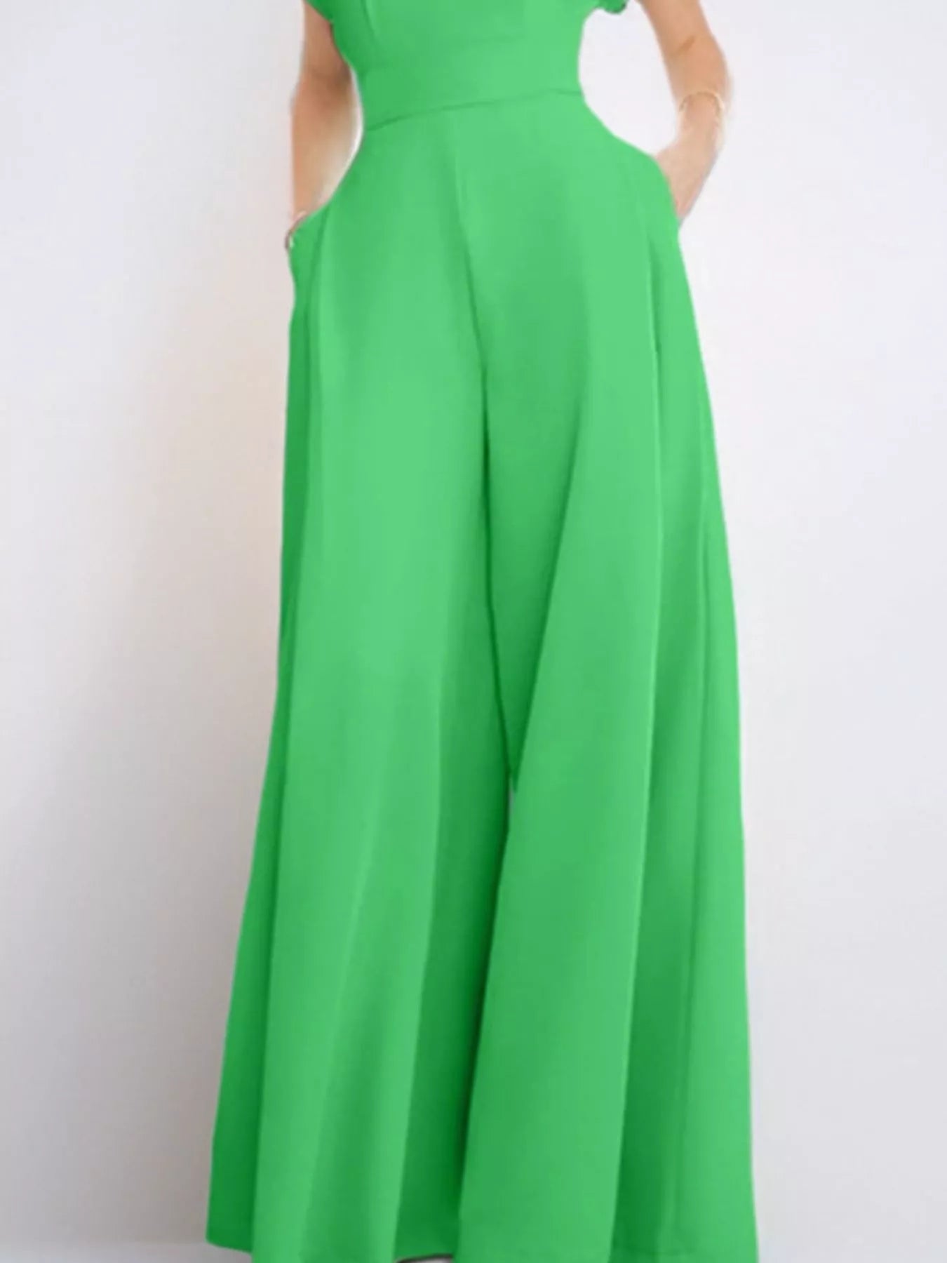 Notched Wide Leg Jumpsuit