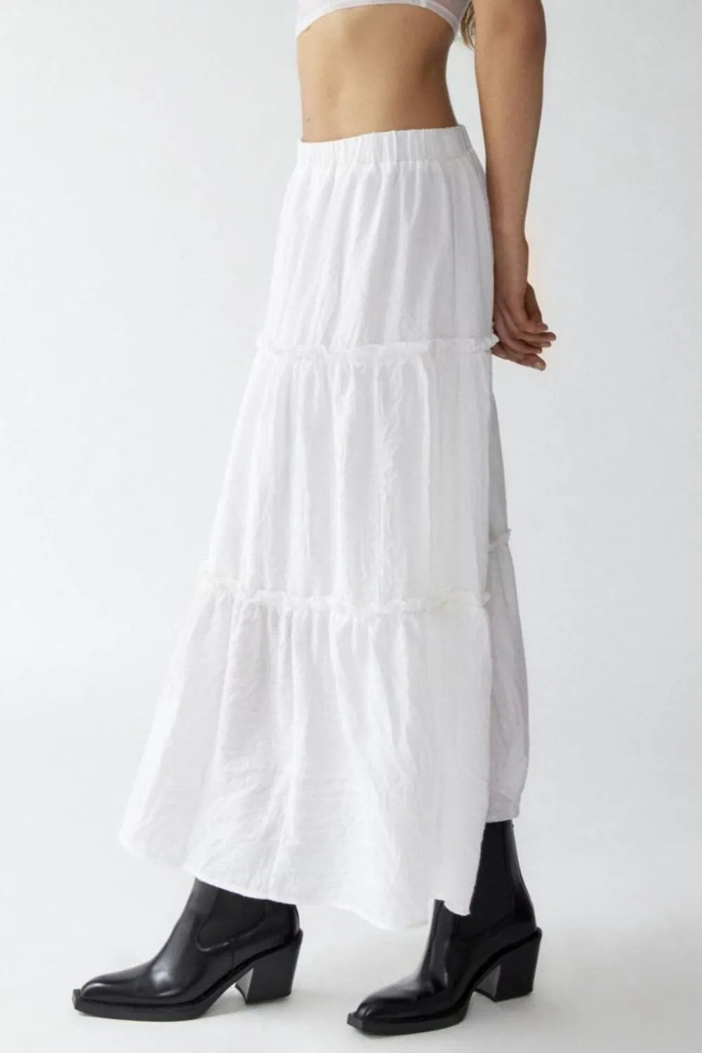Frill Elastic Waist Skirt by Mystique Q