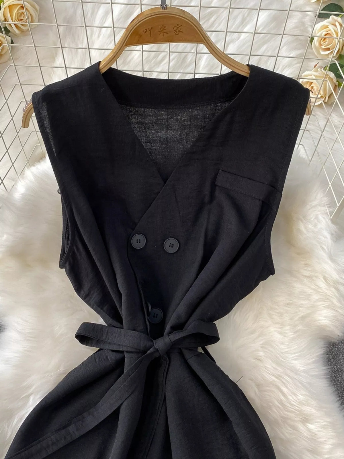Belted Sleeveless Wide Leg Jumpsuit