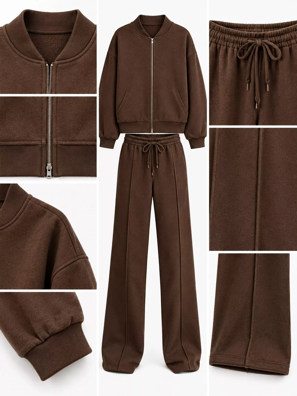 Zip-Up Jacket and Wide-Leg Sweatpants Set