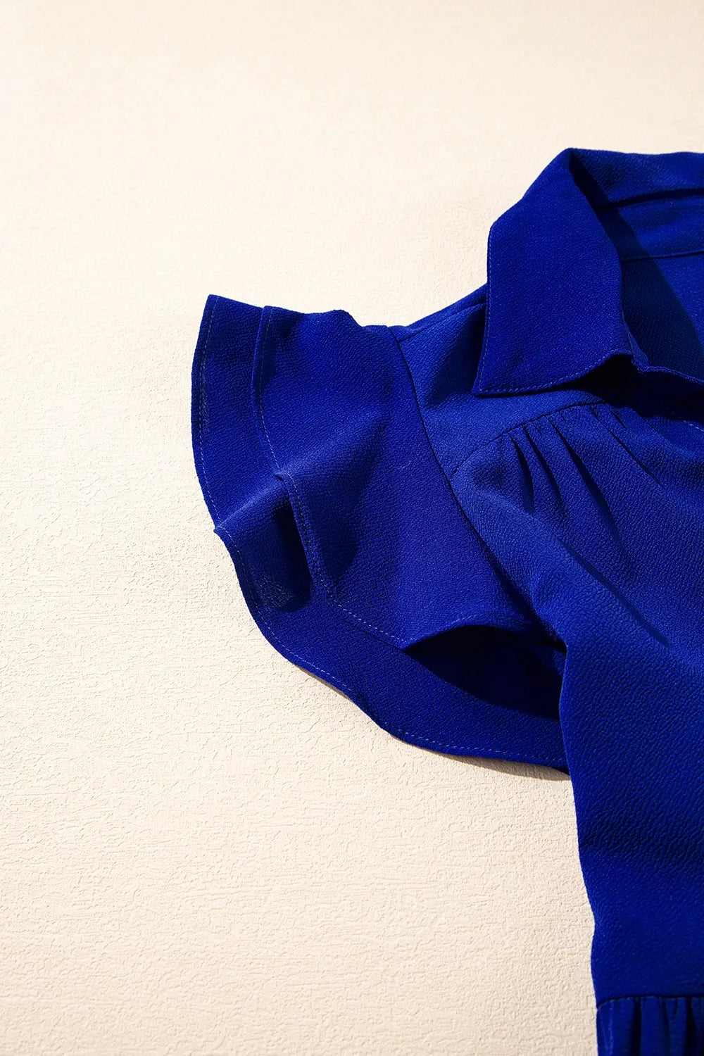 Ruffled Collared Tiered Midi Dress in Light Indigo