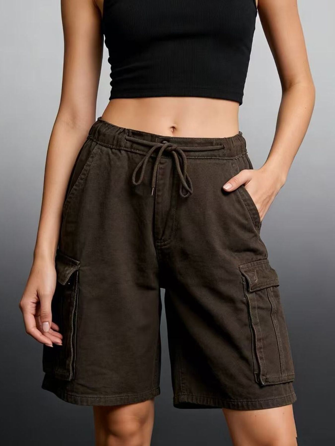 Cargo Shorts with Drawstring by Dreamy Drapes