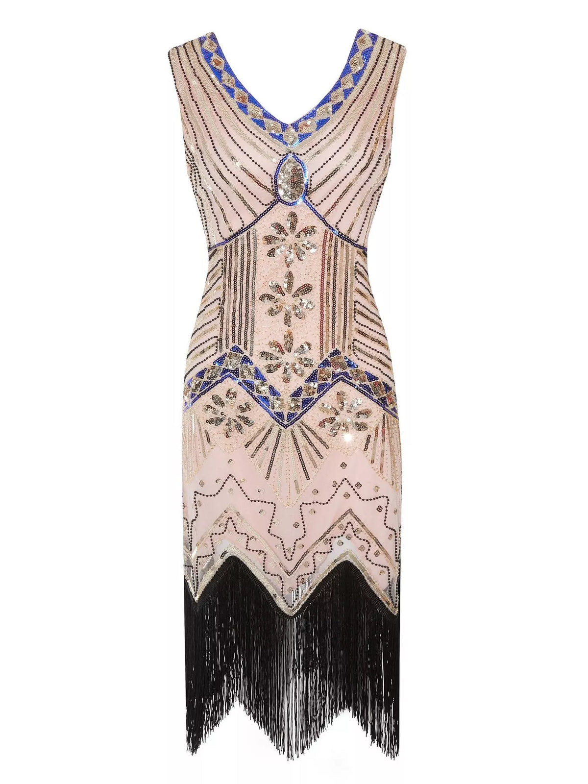 Sequin Fringe Hem Sleeveless Dress