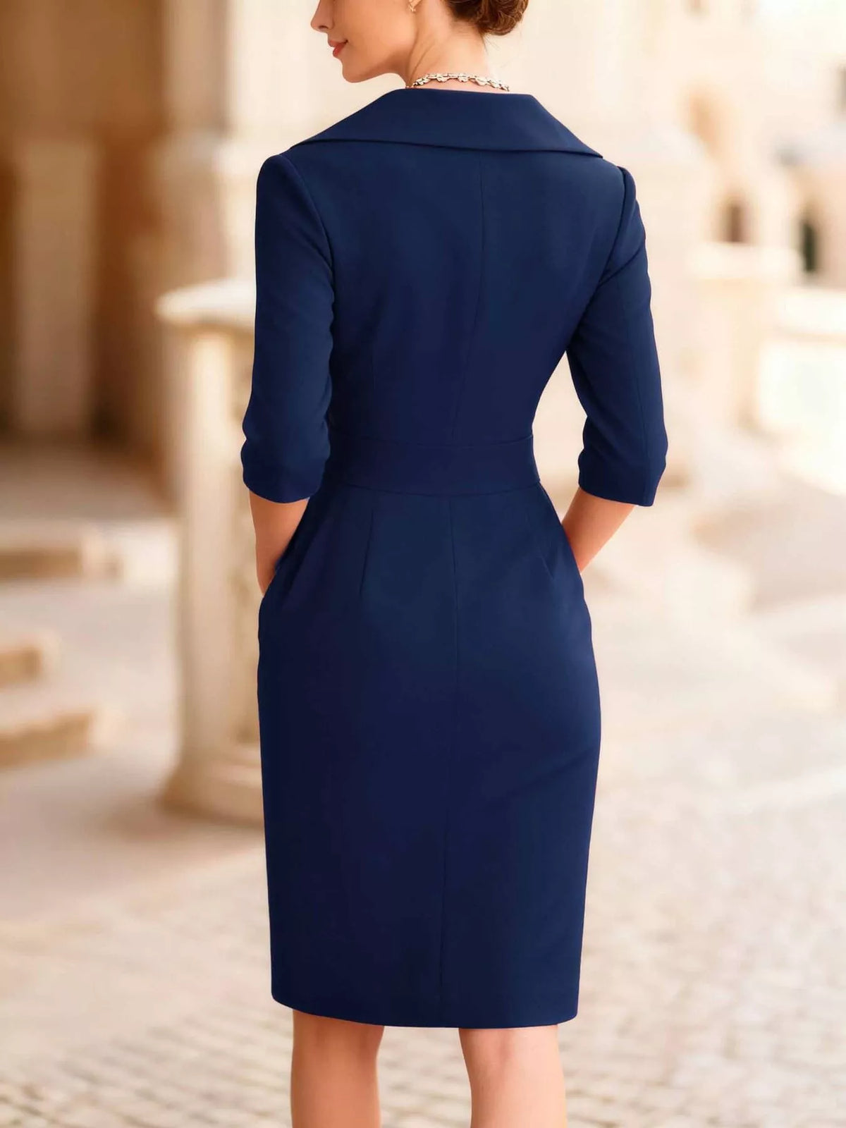 Surplice Neck Ruched Long Sleeve Dress
