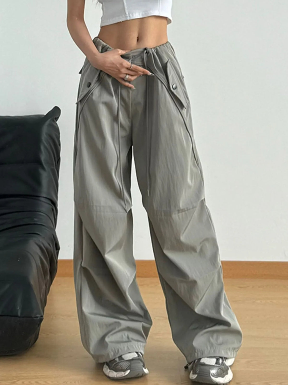Drawstring Wide Leg Pants