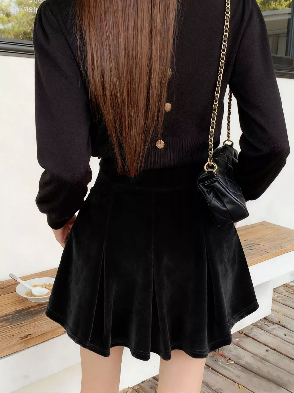 Velvet Mini Skort with Pockets