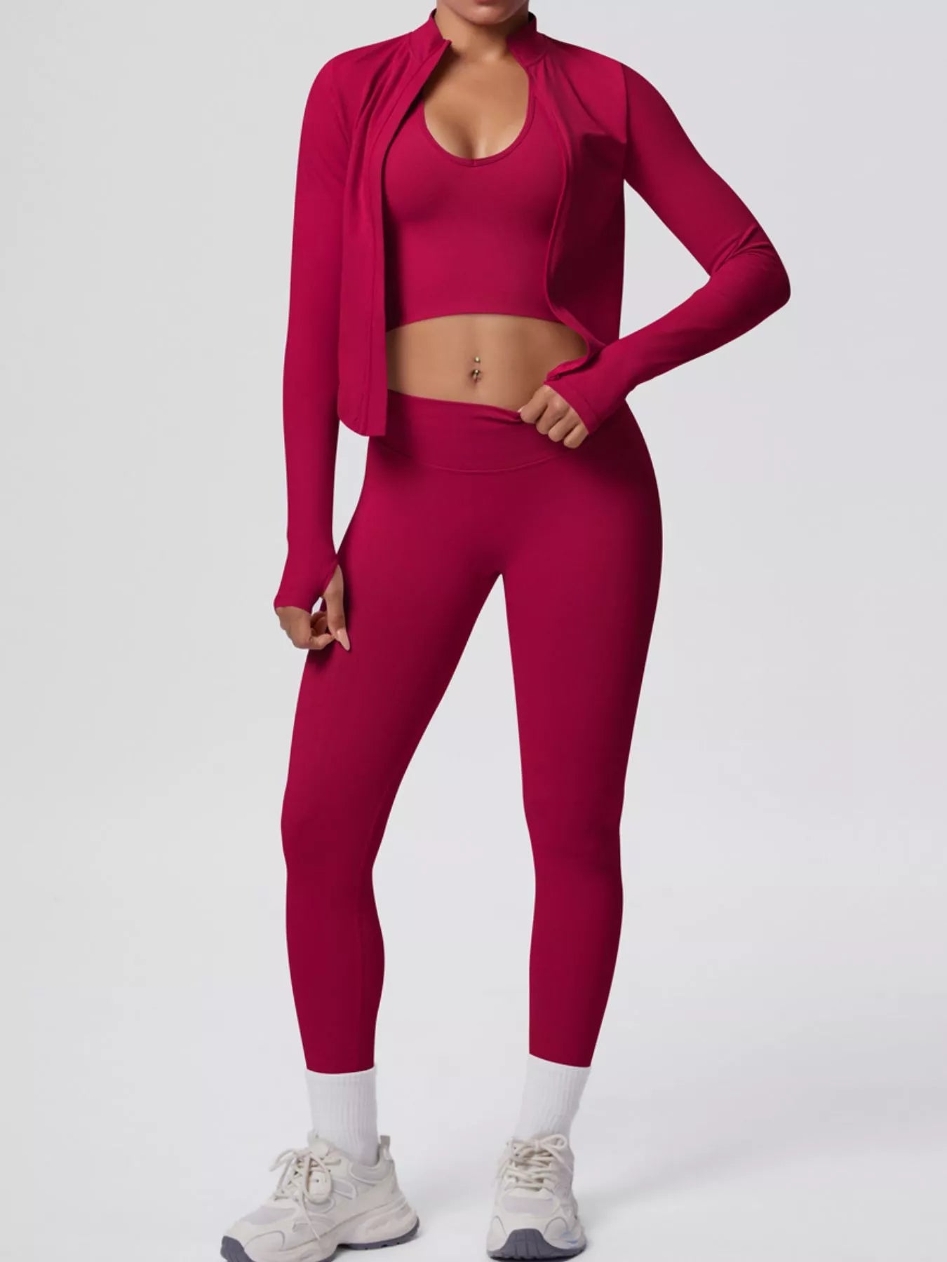 Zip-Up Jacket Tank and Leggings Active Set