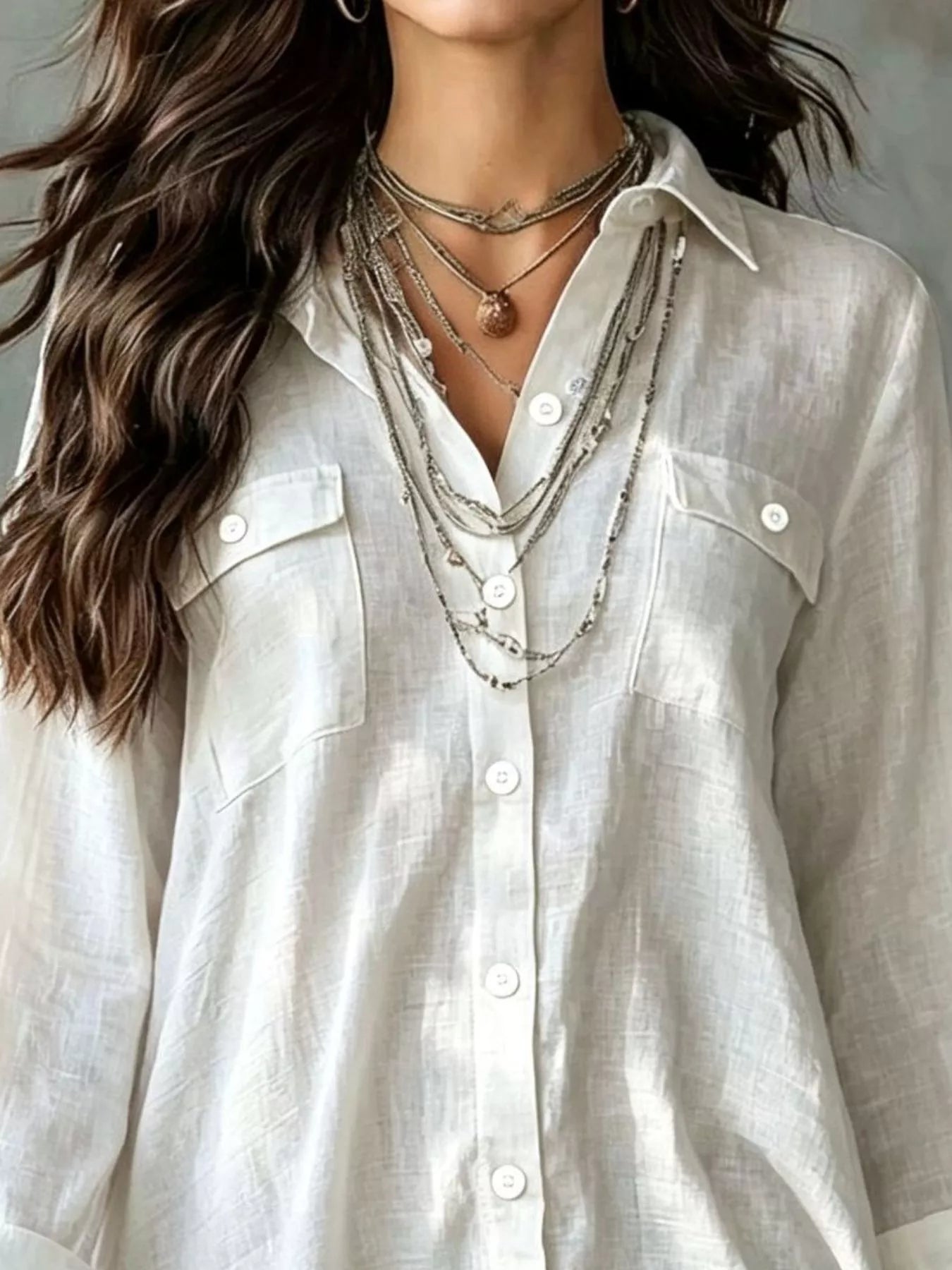 Button-Front Shirt Dress with Pockets