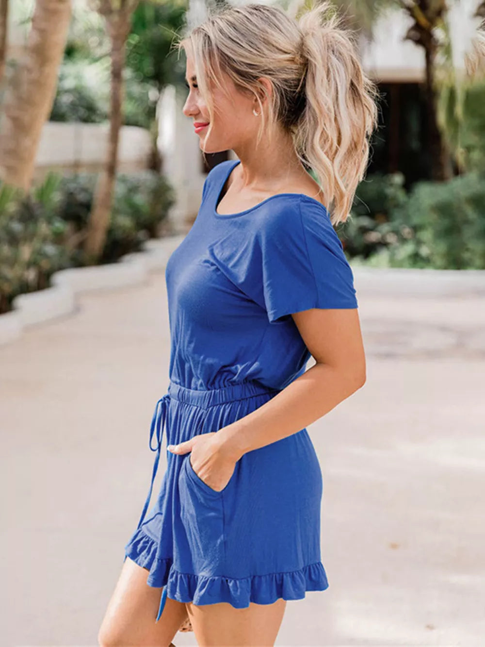 Ruffled Boat Neck Romper by S.S.Ni