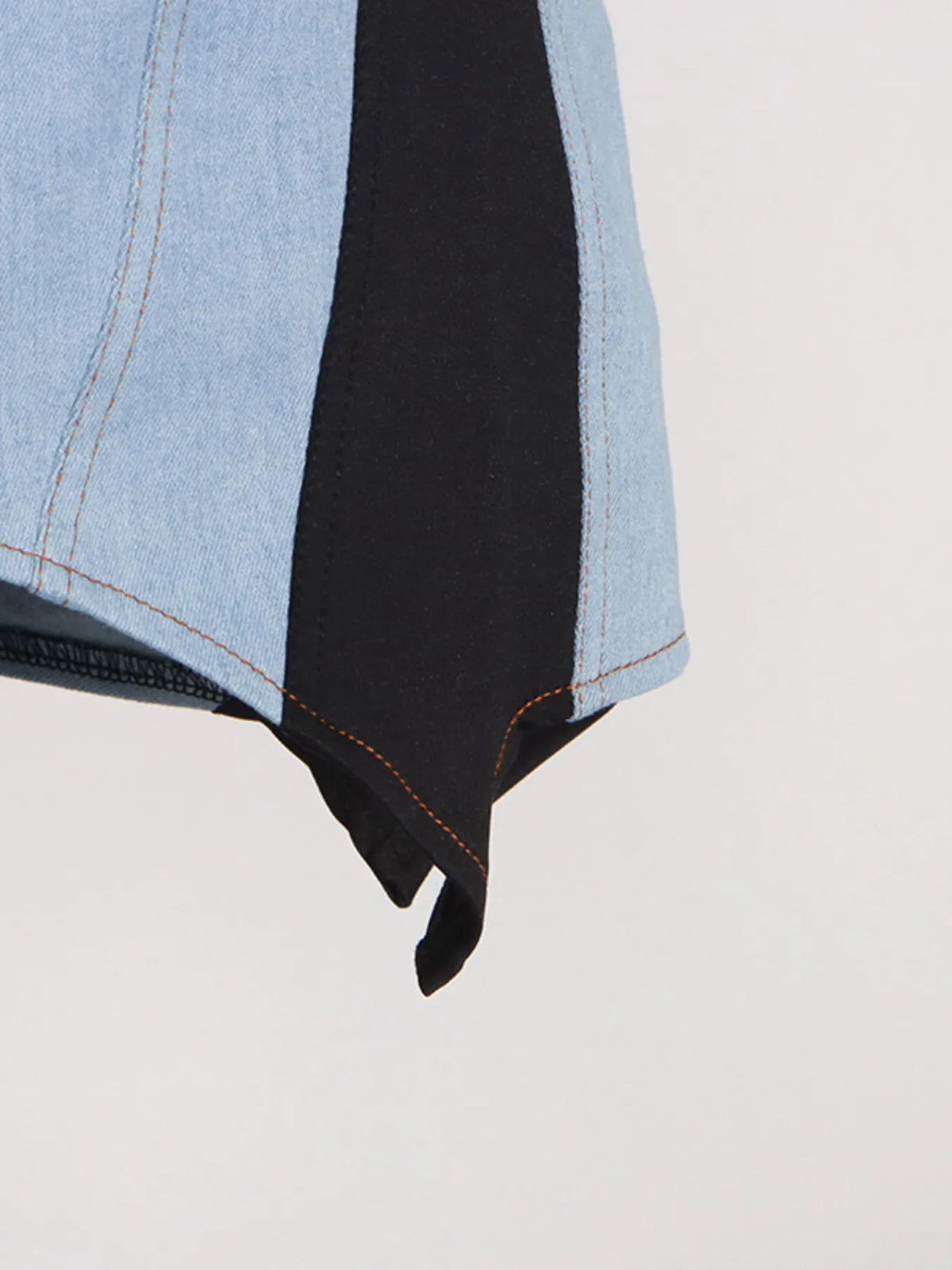 Contrast Adjustable Strap Denim Dress in Blue