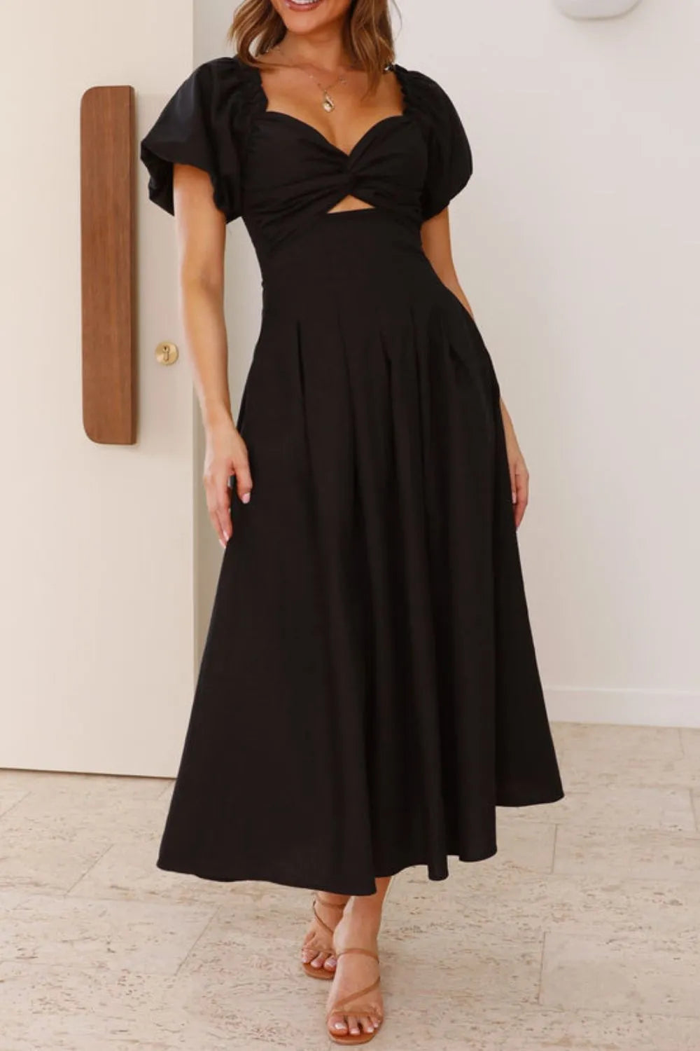 Sweetheart Neck Puff Sleeve Dress